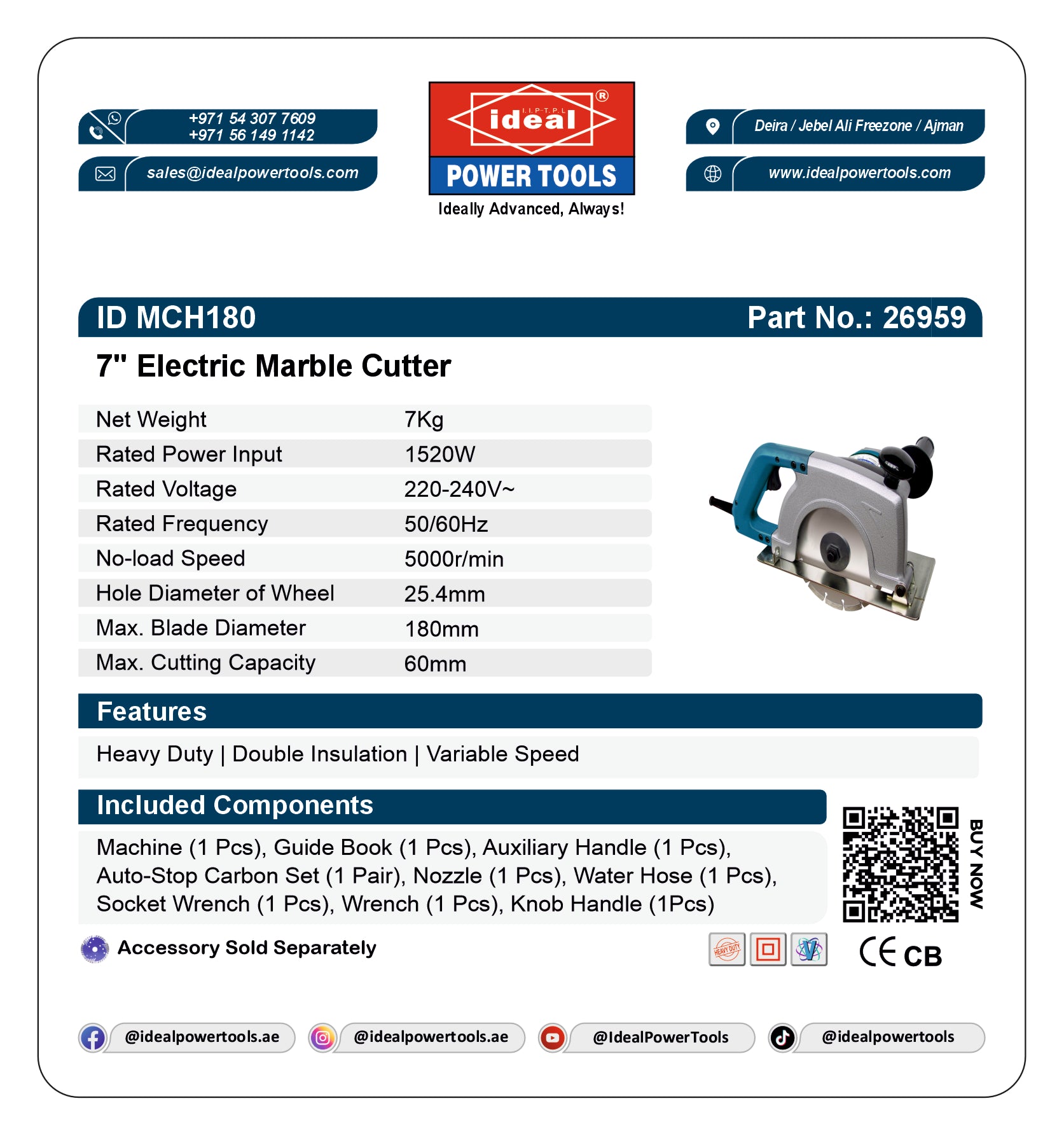 ID MCH180 ELECTRIC MARBLE CUTTER MACHINE