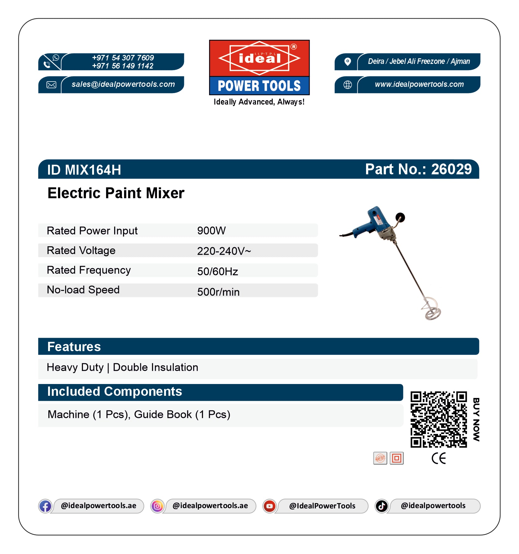 ID MIX164H ELECTRIC PAINT MIXER MACHINE [G-240V] - 26029
