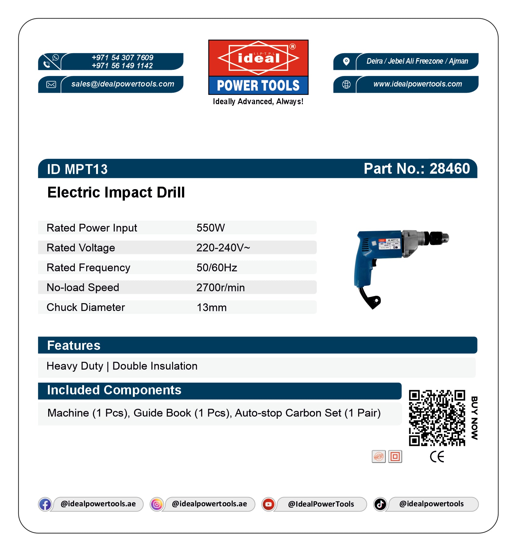 ID MPT13 ELECTRIC IMPACT DRILL MACHINE [G-240V] - 28460