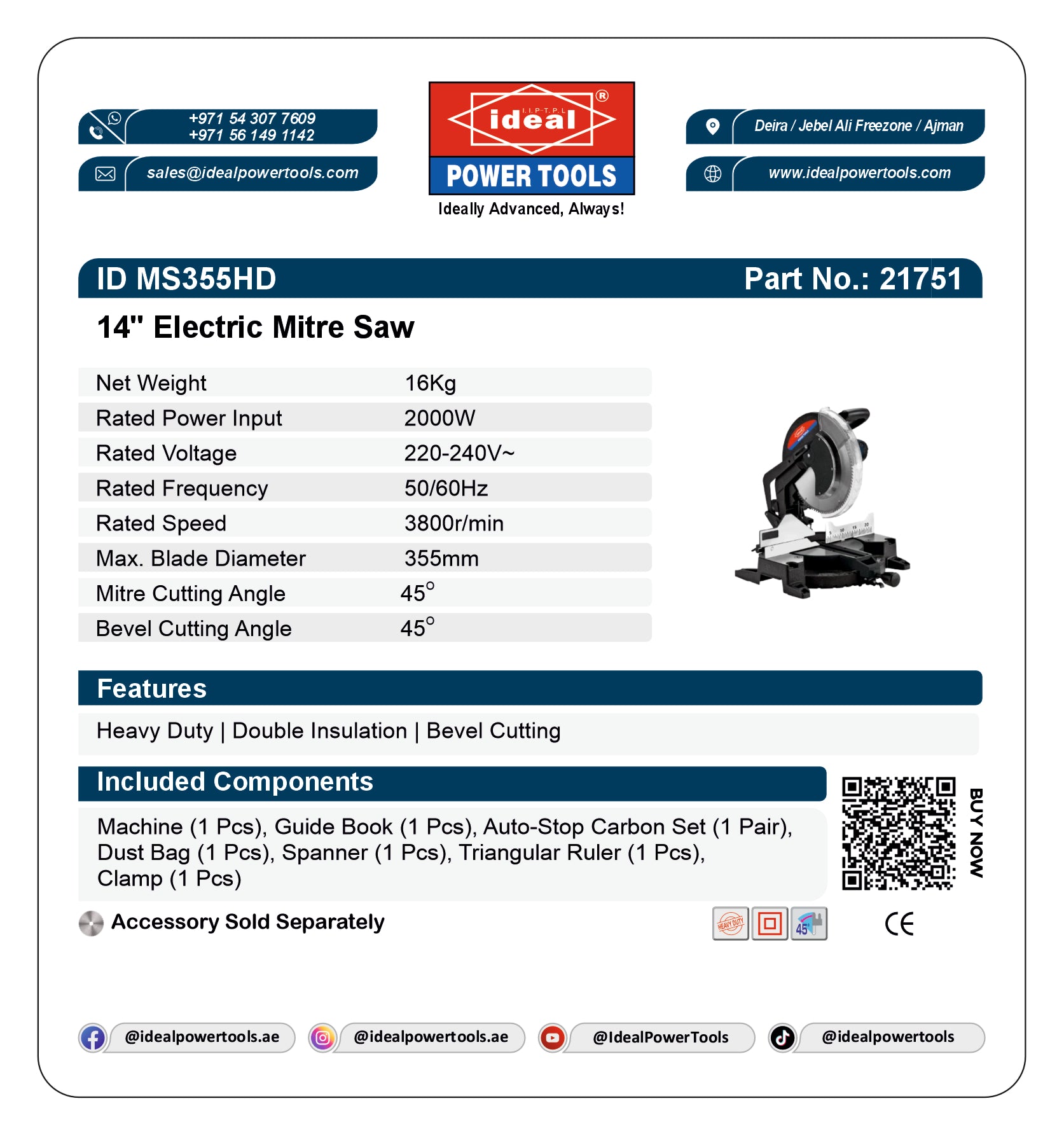 ID MS355HD ELECTRIC MITRE SAW MACHINE