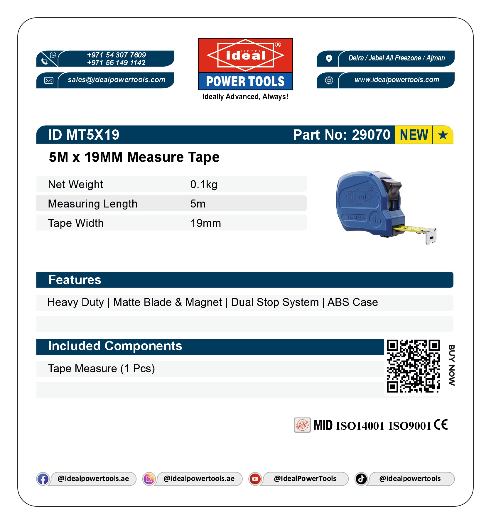 ID MT3X16 [3M*16MM] TAPE MEASURE