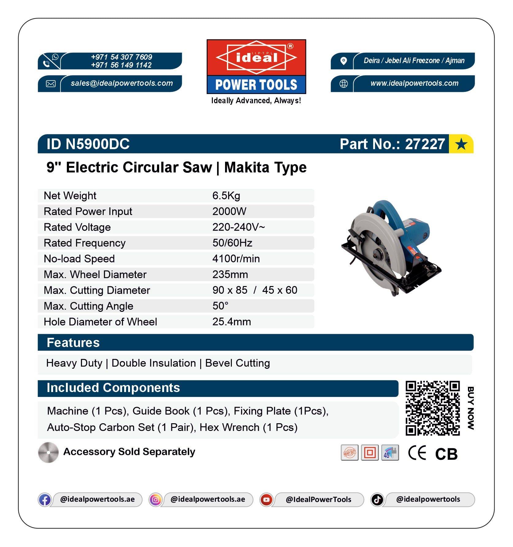 ID N5900DC ELECTRIC CIRCULAR SAW MACHINE