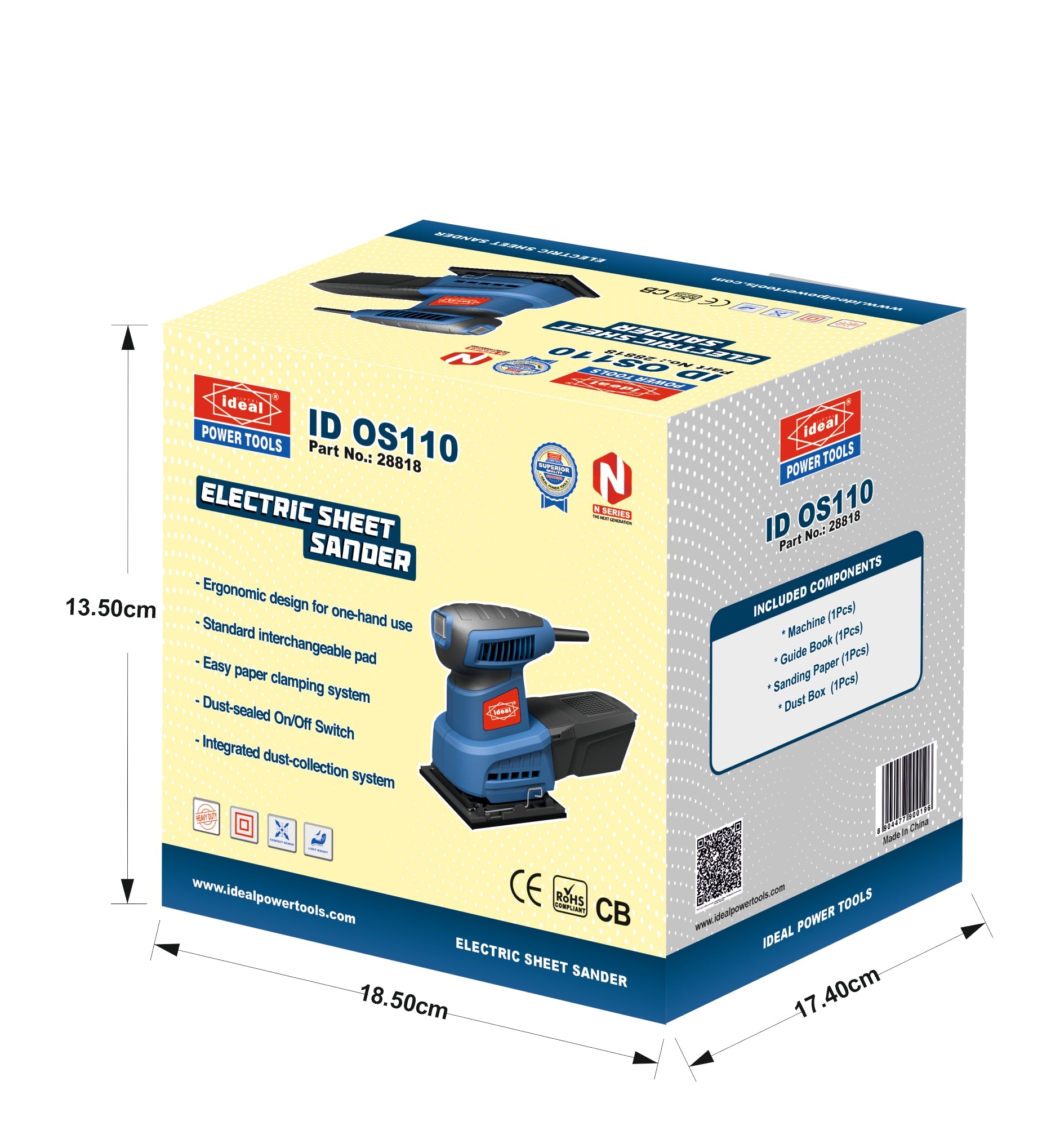 ID OS110 - 110MM ELECTRIC ORBITAL SANDER MACHINE