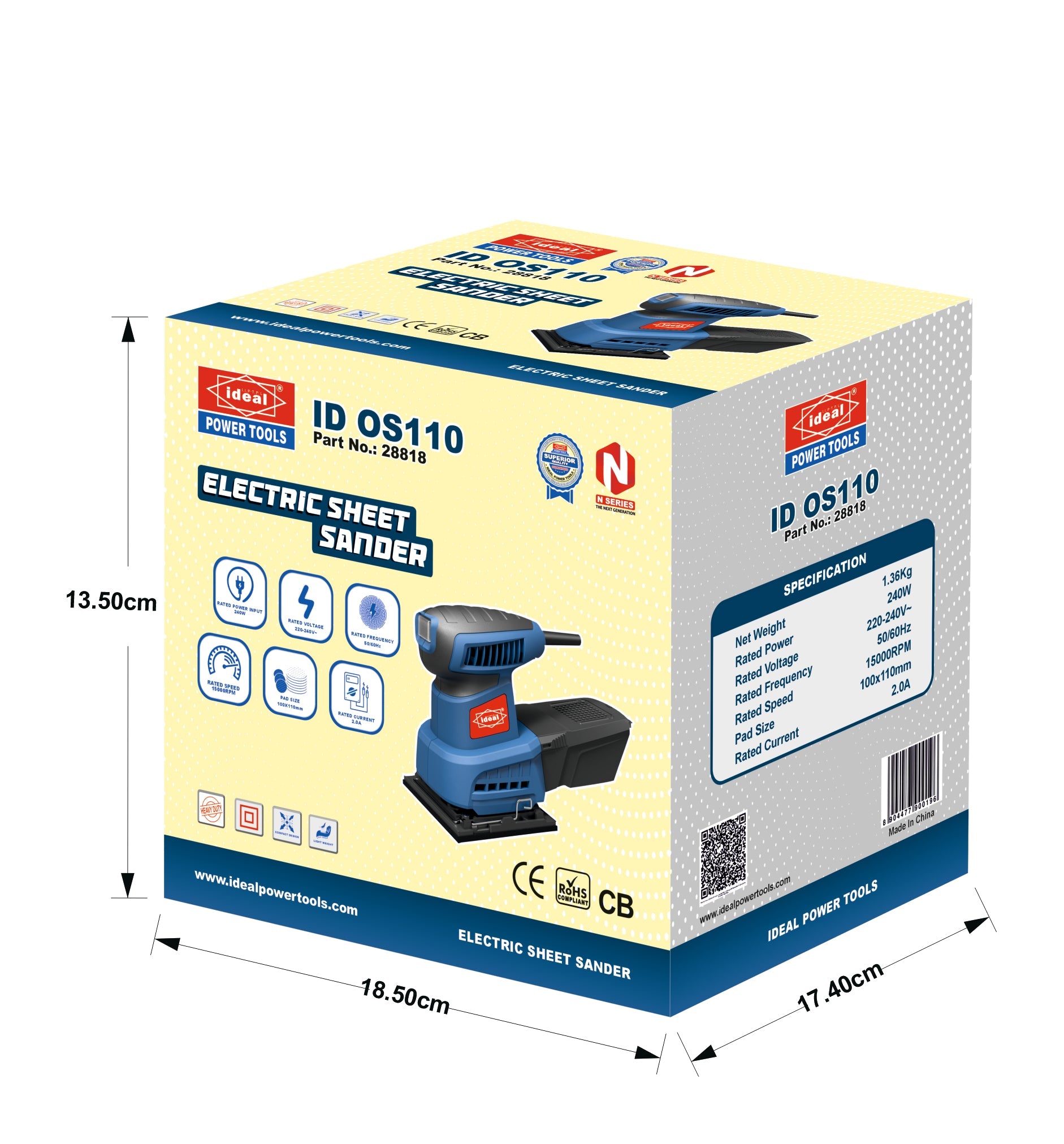 ID OS110 - 110MM ELECTRIC ORBITAL SANDER MACHINE