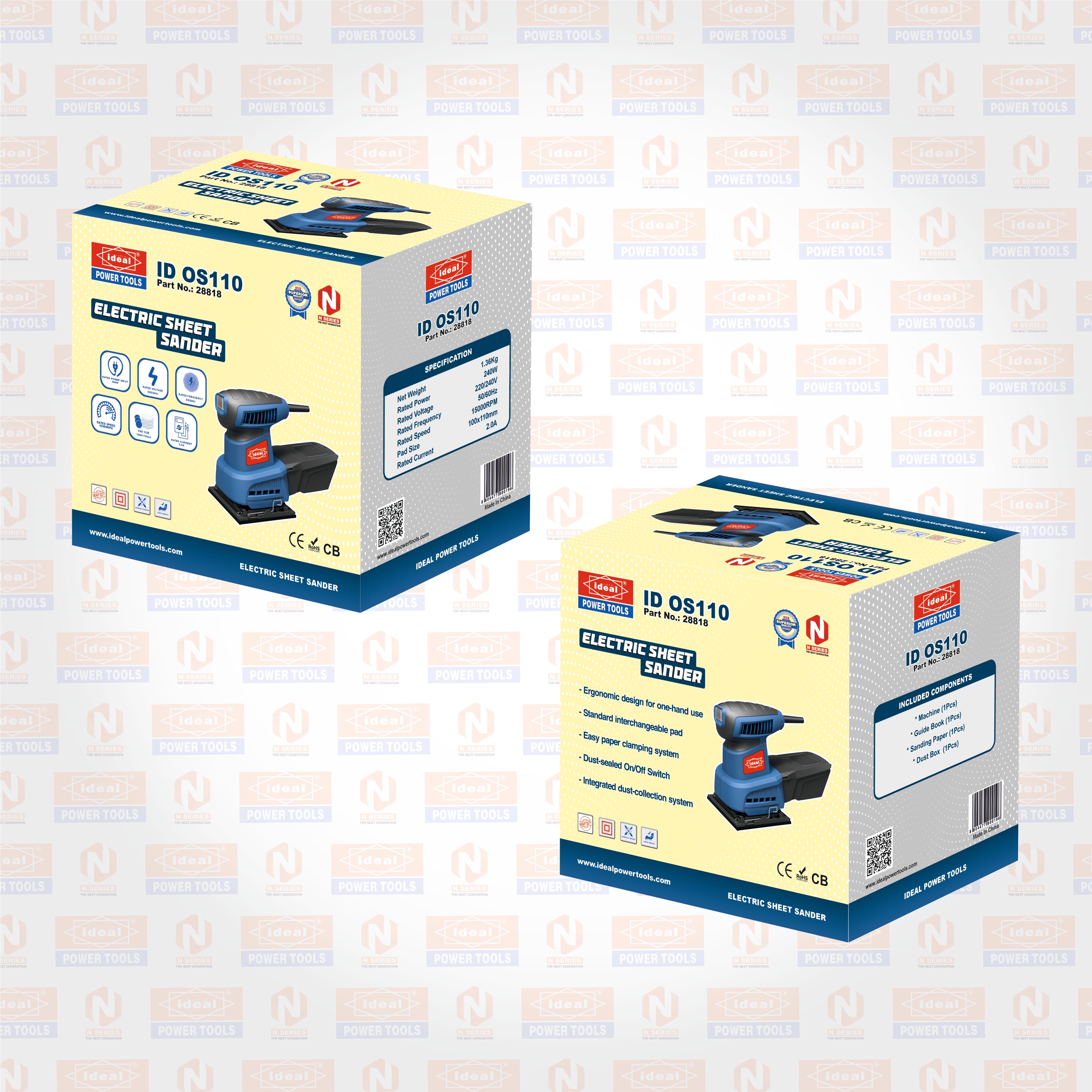 ID OS110 - 110MM ELECTRIC ORBITAL SANDER MACHINE