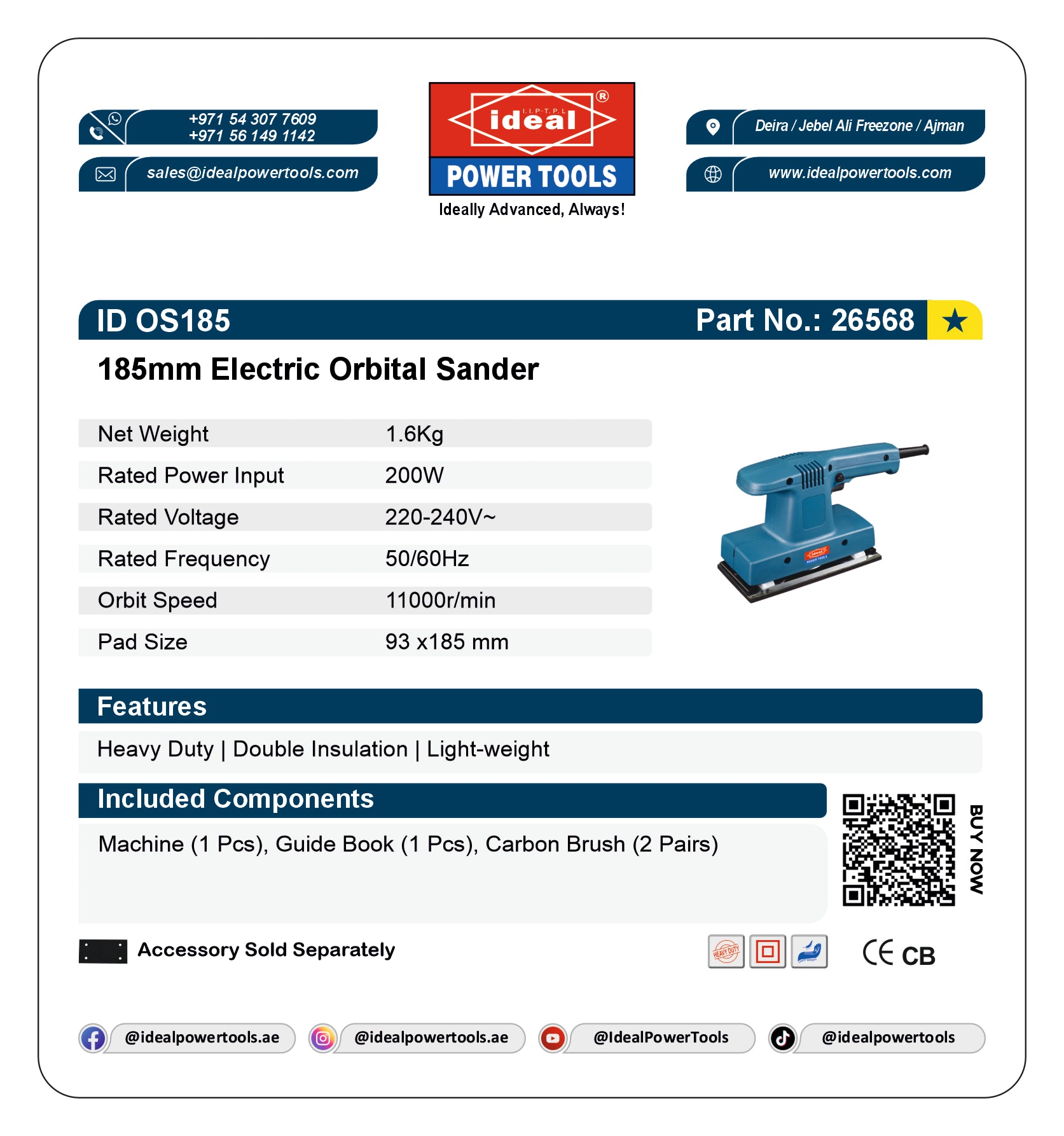 ID OS185 ELECTRIC ORBITAL SANDER MACHINE