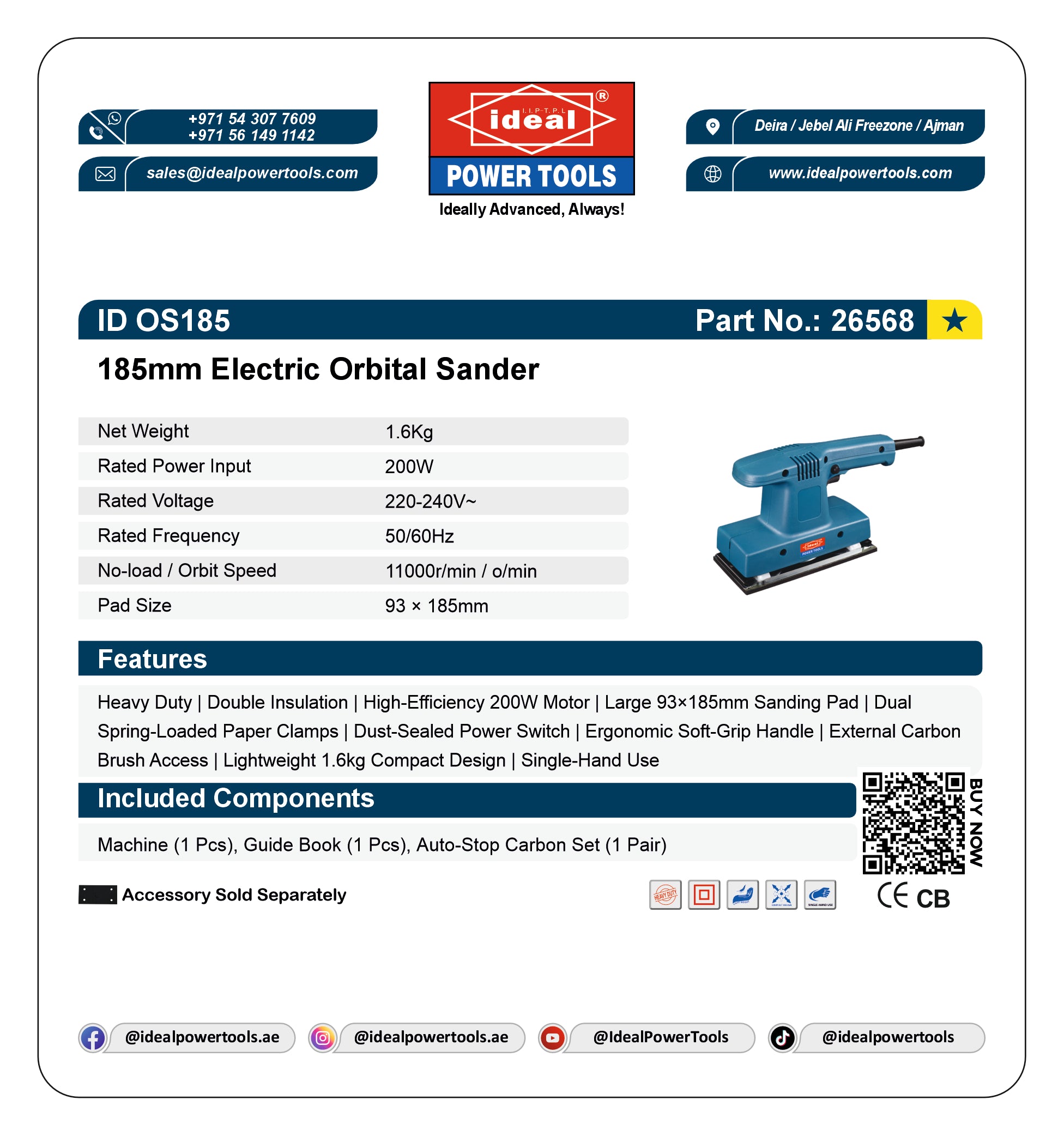 ID OS185 ELECTRIC ORBITAL SANDER MACHINE [G-240V] - 26568