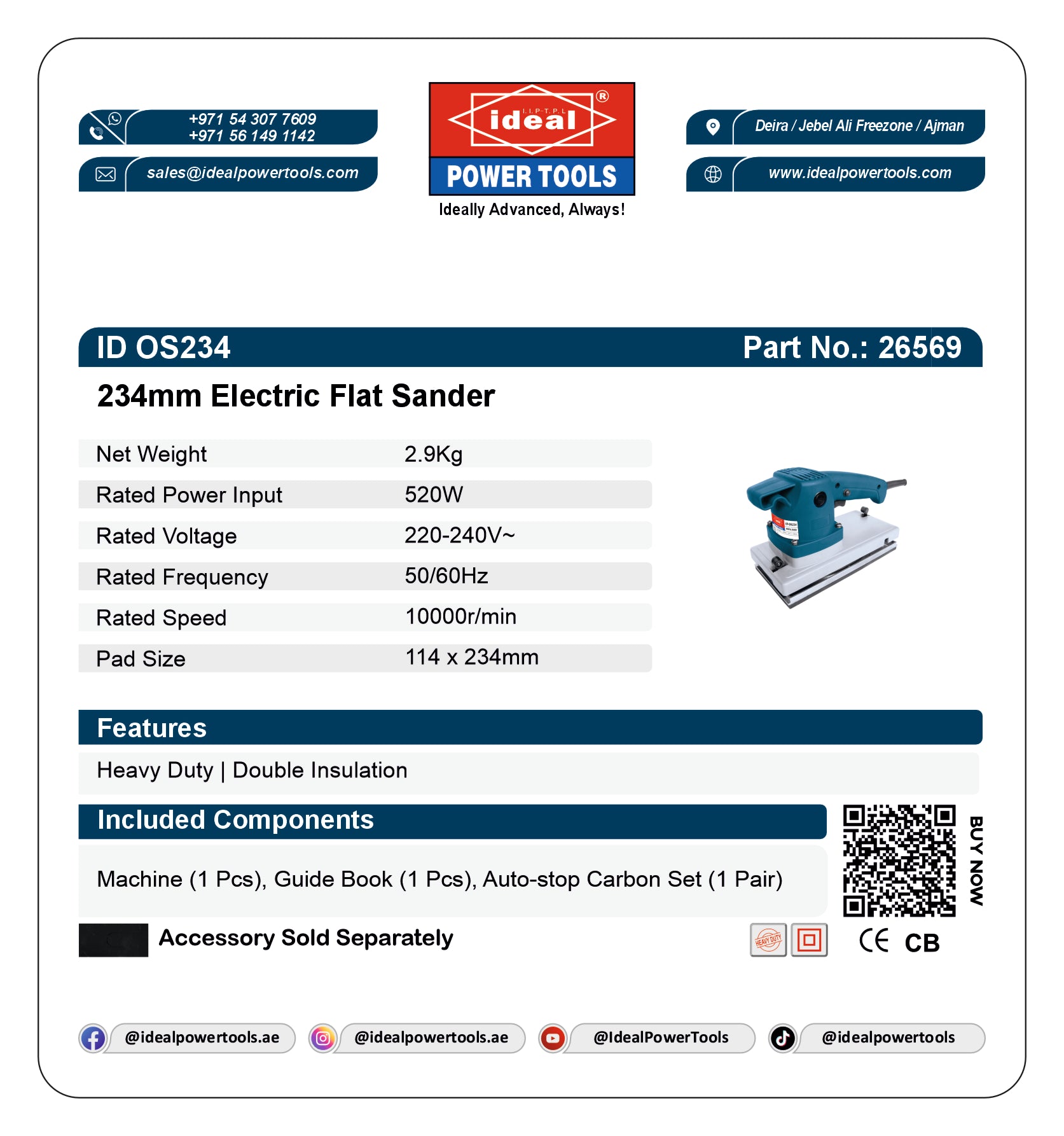 ID OS234 ELECTRIC ORBITAL SANDER MACHINE