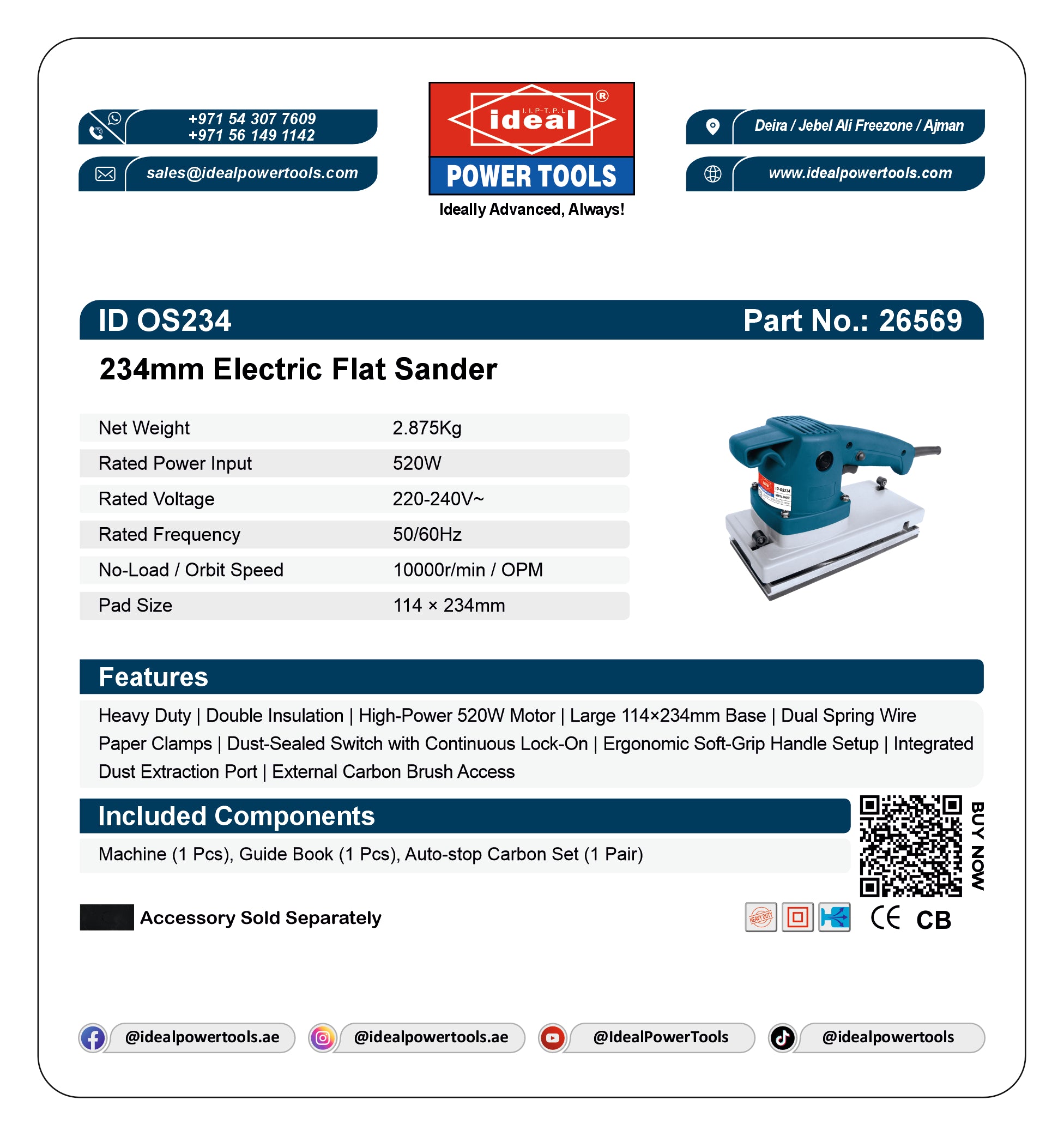 ID OS234 ELECTRIC ORBITAL SANDER MACHINE [G-240V] - 26569