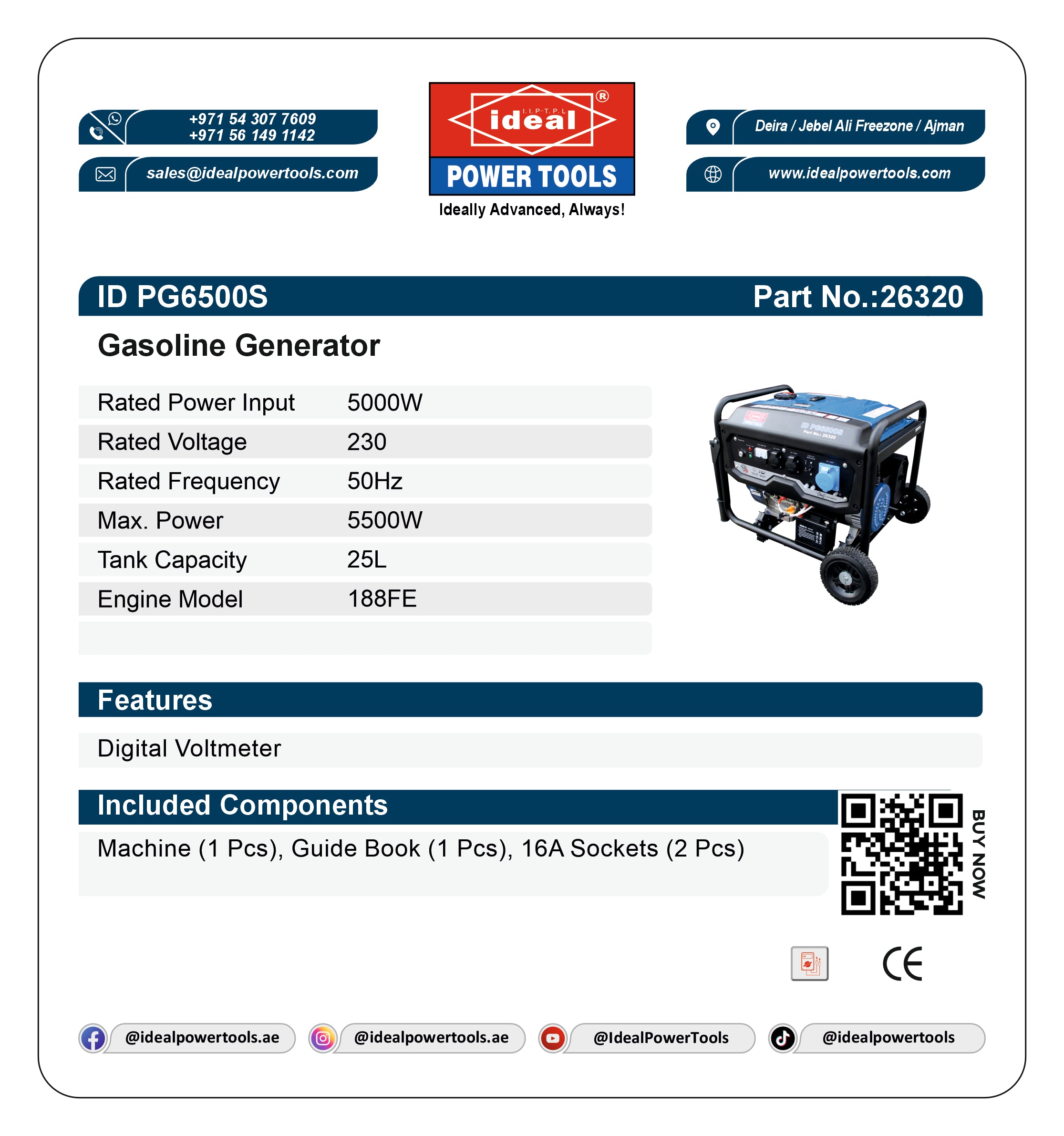 ID PG6500S GASOLINE GENERATOR MACHINE [GASOLINE] - 26320