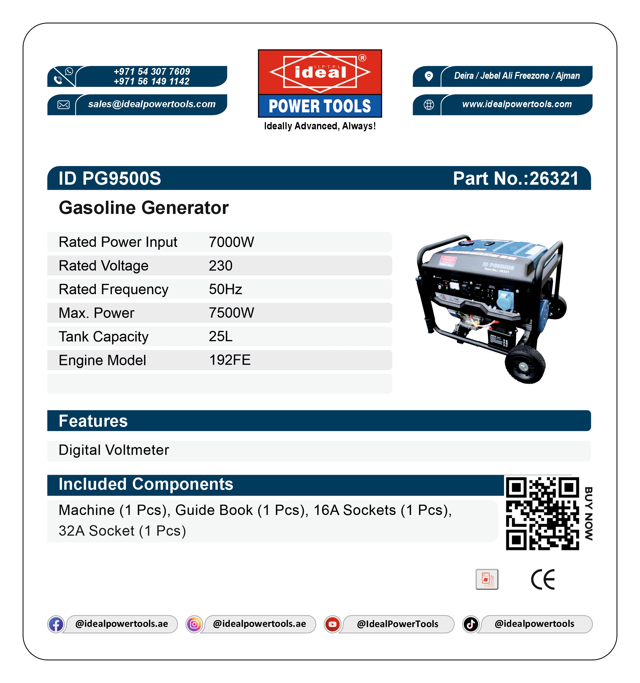 ID PG9500S GASOLINE GENERATOR MACHINE [GASOLINE] - 26321