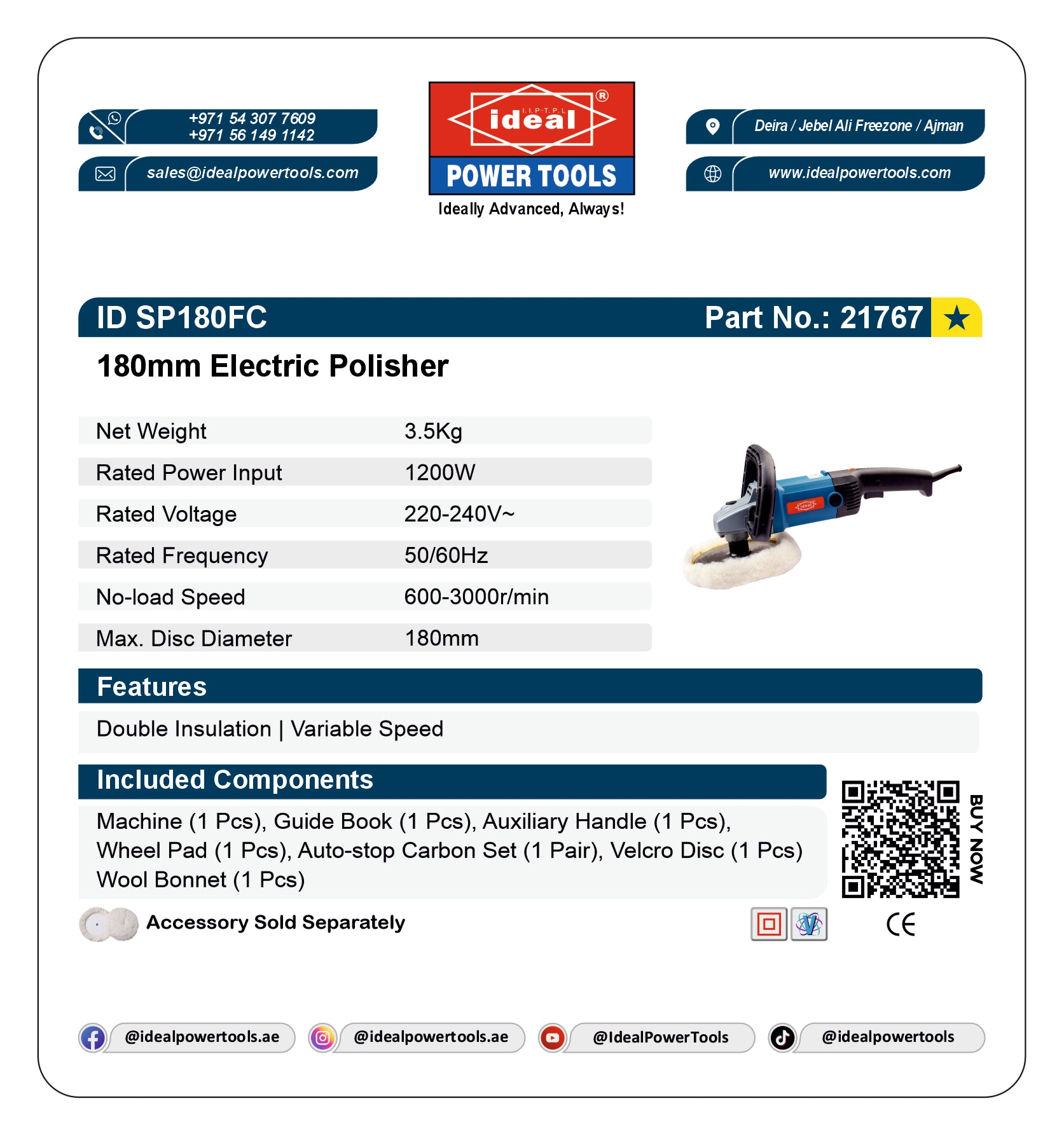 ID SP180FC ELECTRIC POLISHER MACHINE [G-240V] - 21767