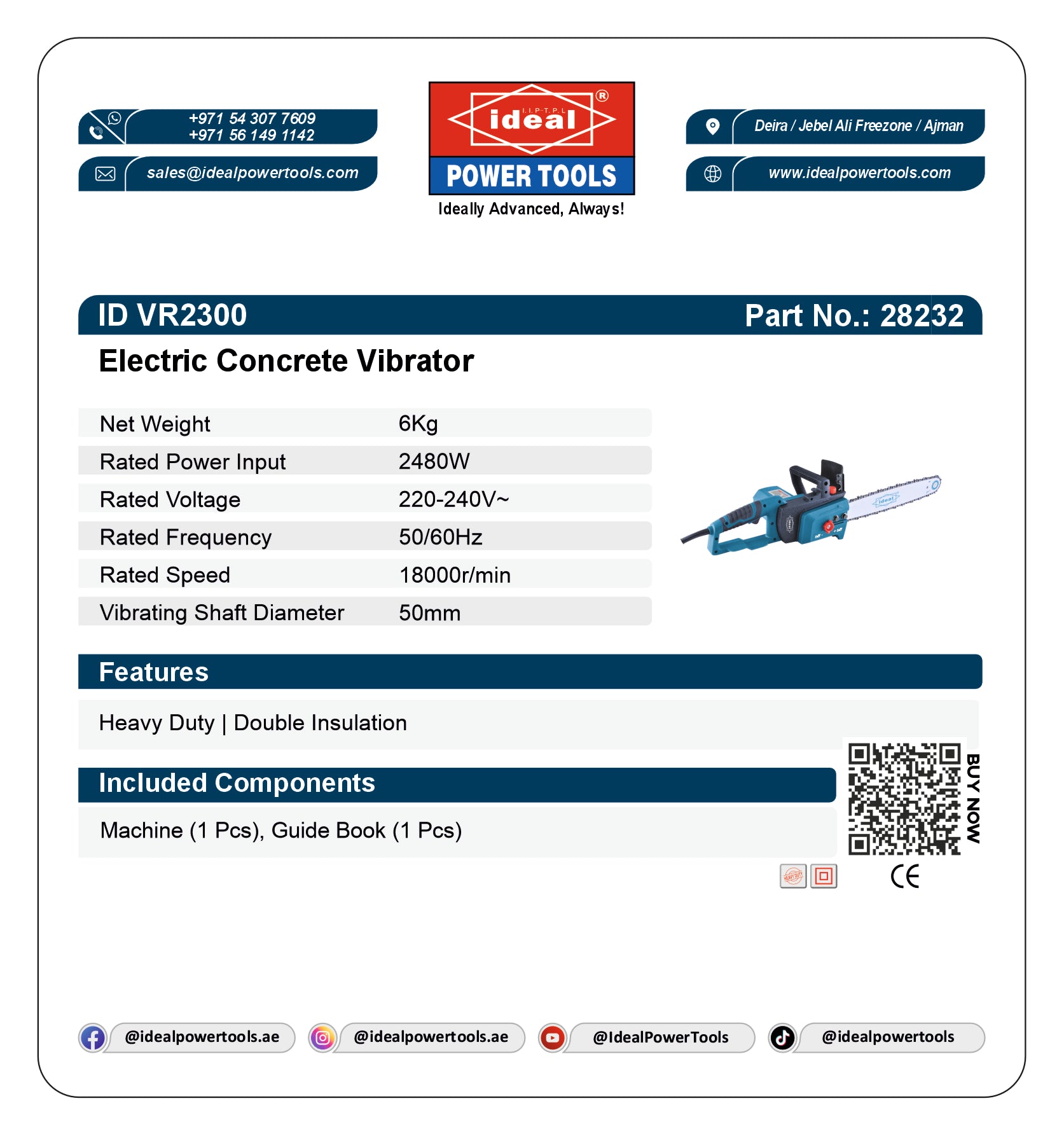 ID VR2300 ELECTRIC CONCRETE VIBRATOR MACHINE