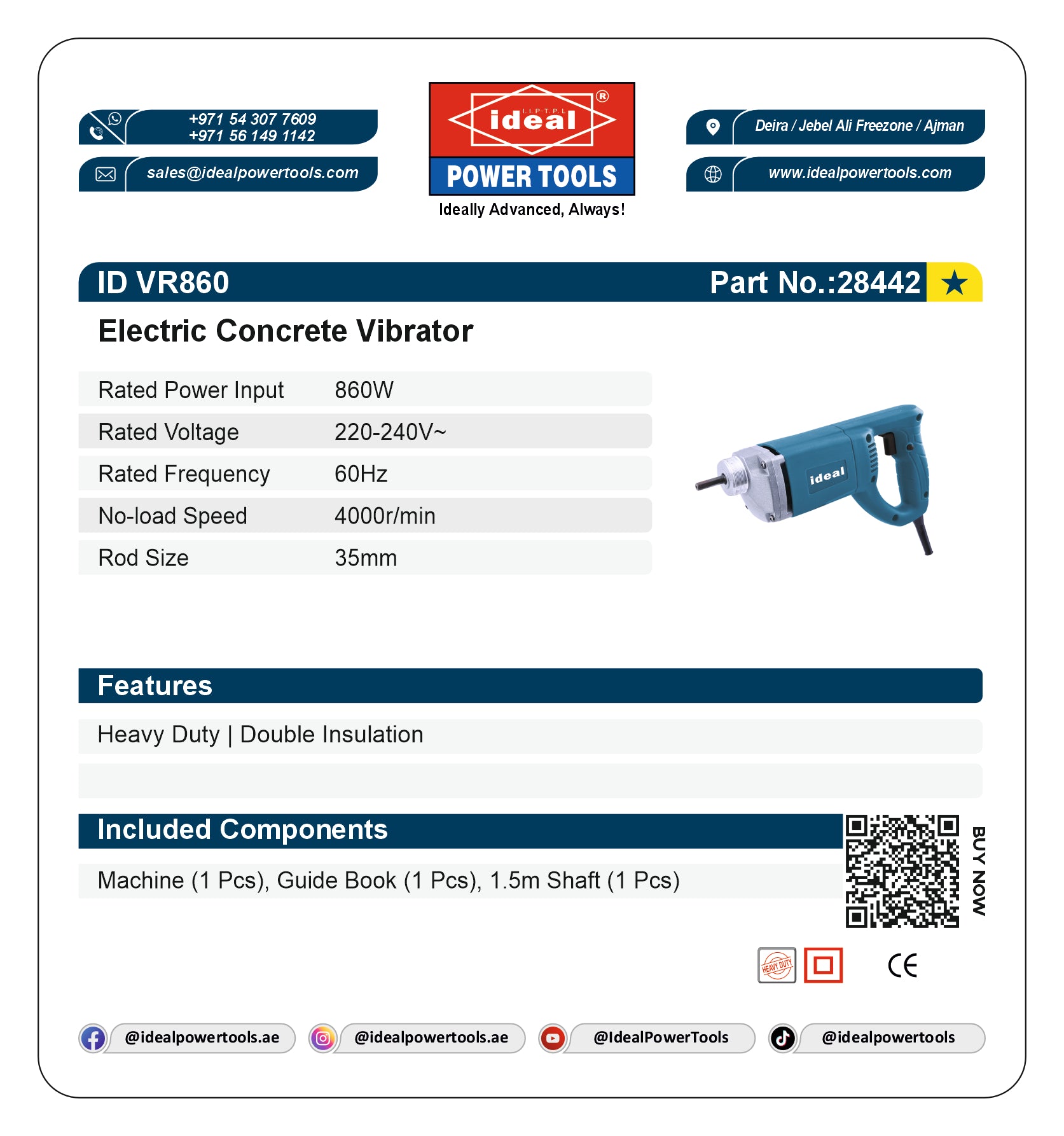 ID VR860 ELECTRIC CONCRETE VIBRATOR MACHINE