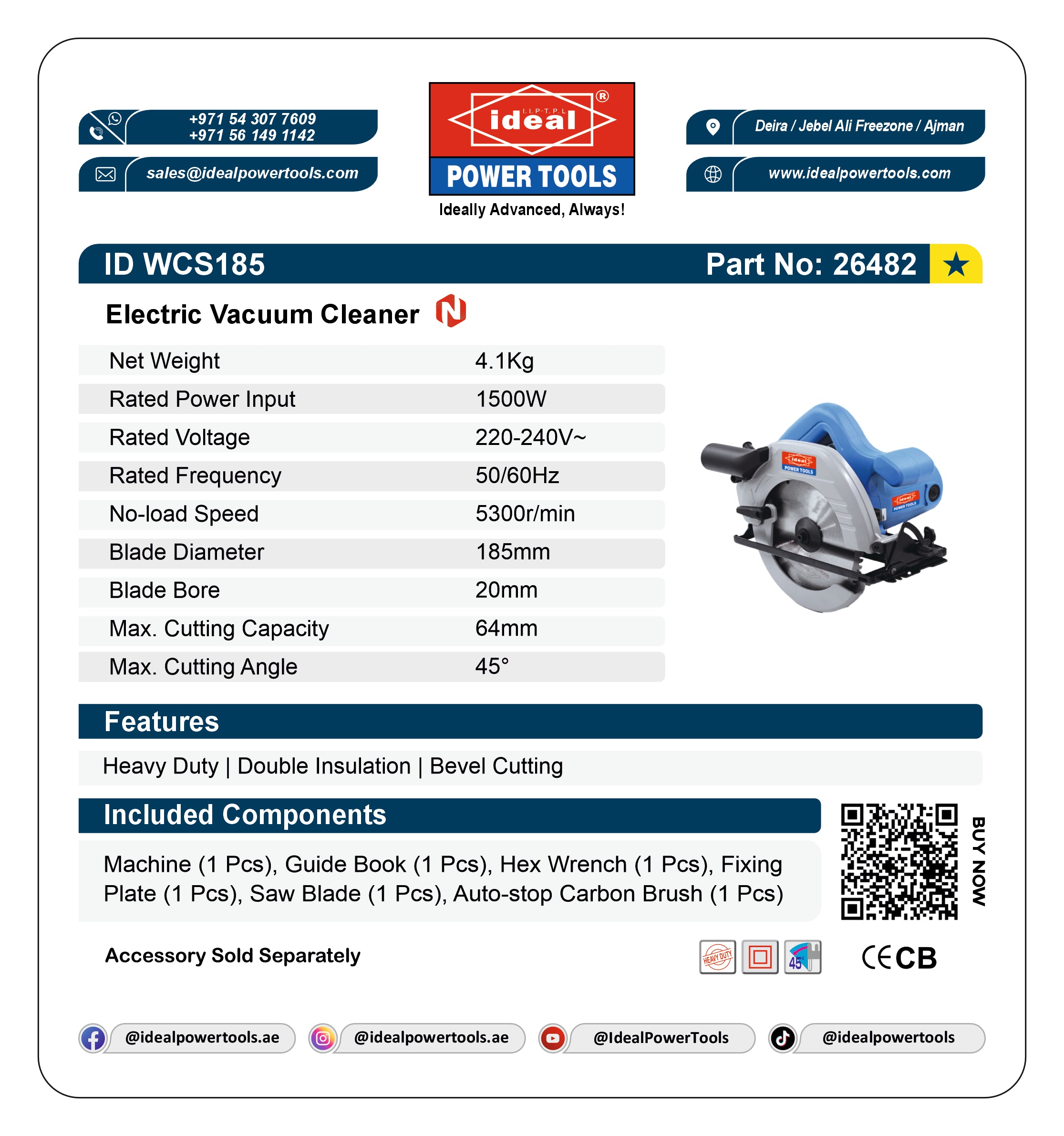 ID WCS185 ELECTRIC CIRCULAR SAW MACHINE