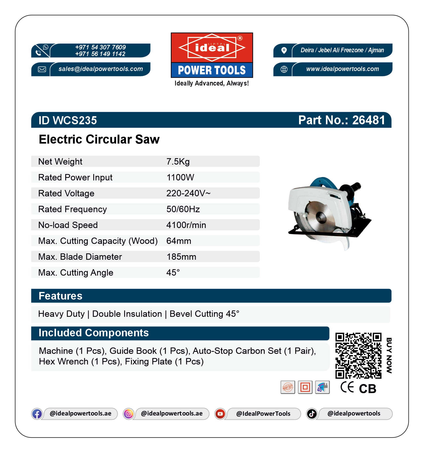 ID WCS235 ELECTRIC CIRCULAR SAW MACHINE