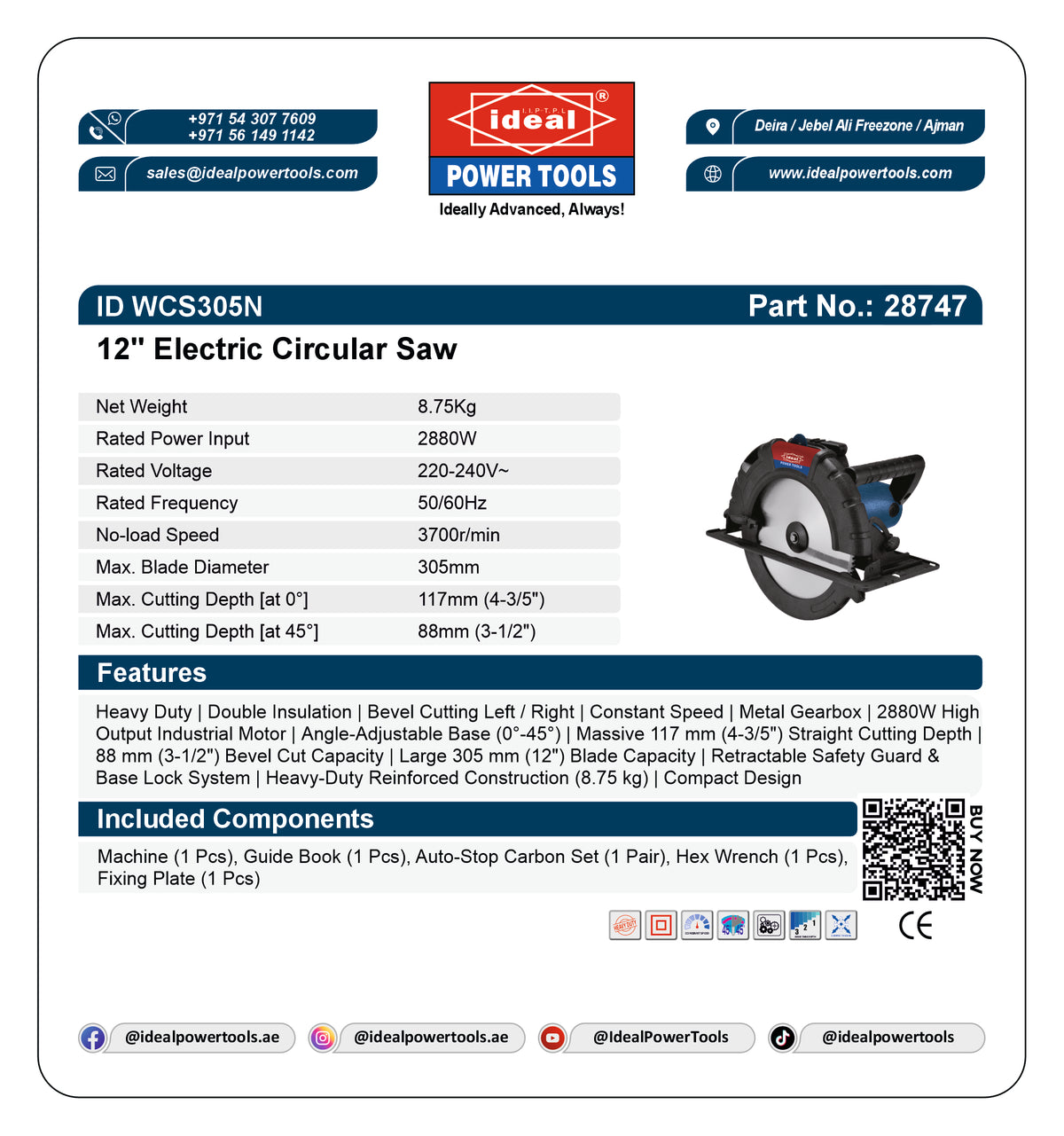 ID WCS305N 12" ELECTRIC CIRCULAR SAW MACHINE [G-240V] - 28747