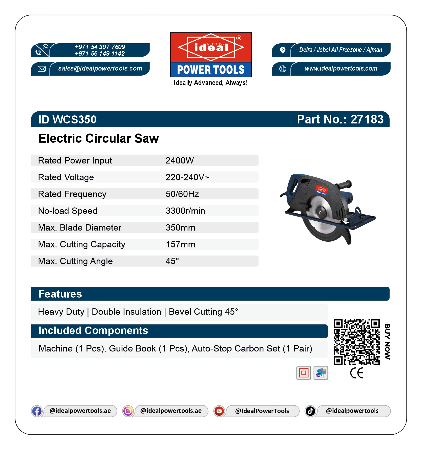 ID WCS350 ELECTRIC CIRCULAR SAW MACHINE [G-240V] - 27183