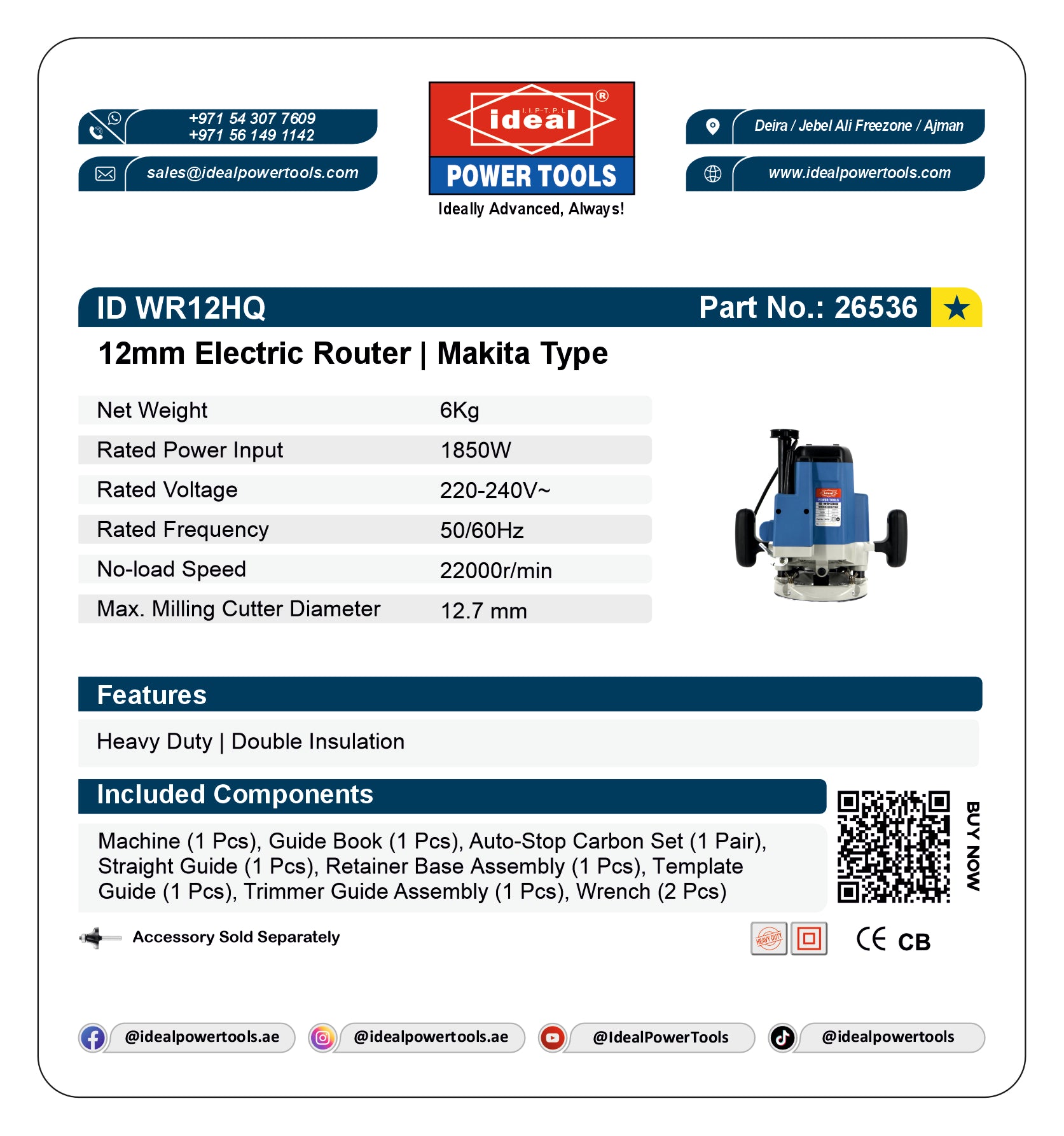 ID WR12HQ ELECTRIC ROUTER MACHINE