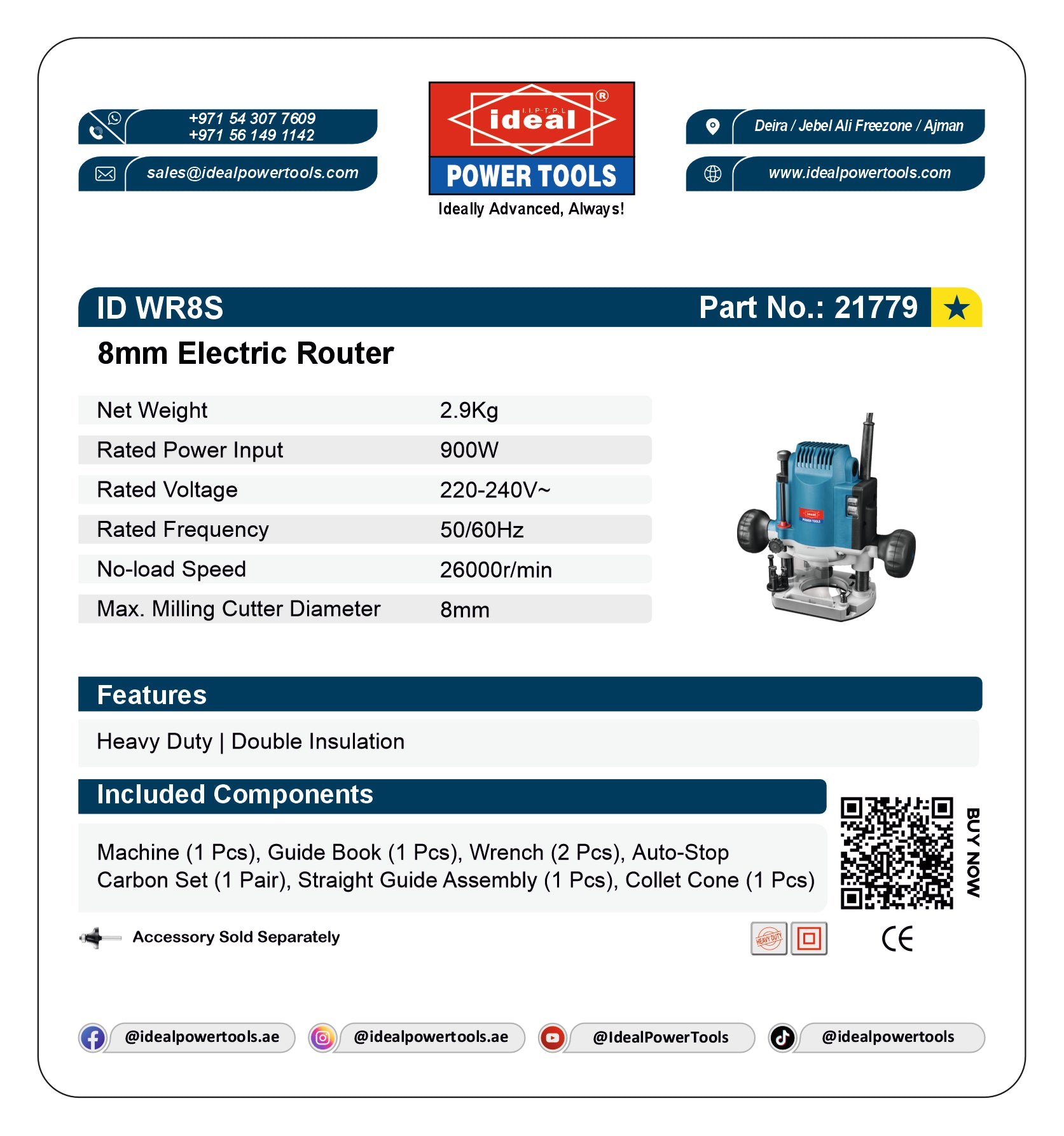 ID WR8S ELECTRIC ROUTER MACHINE [G-240V] [DeWalt Type] - 21779