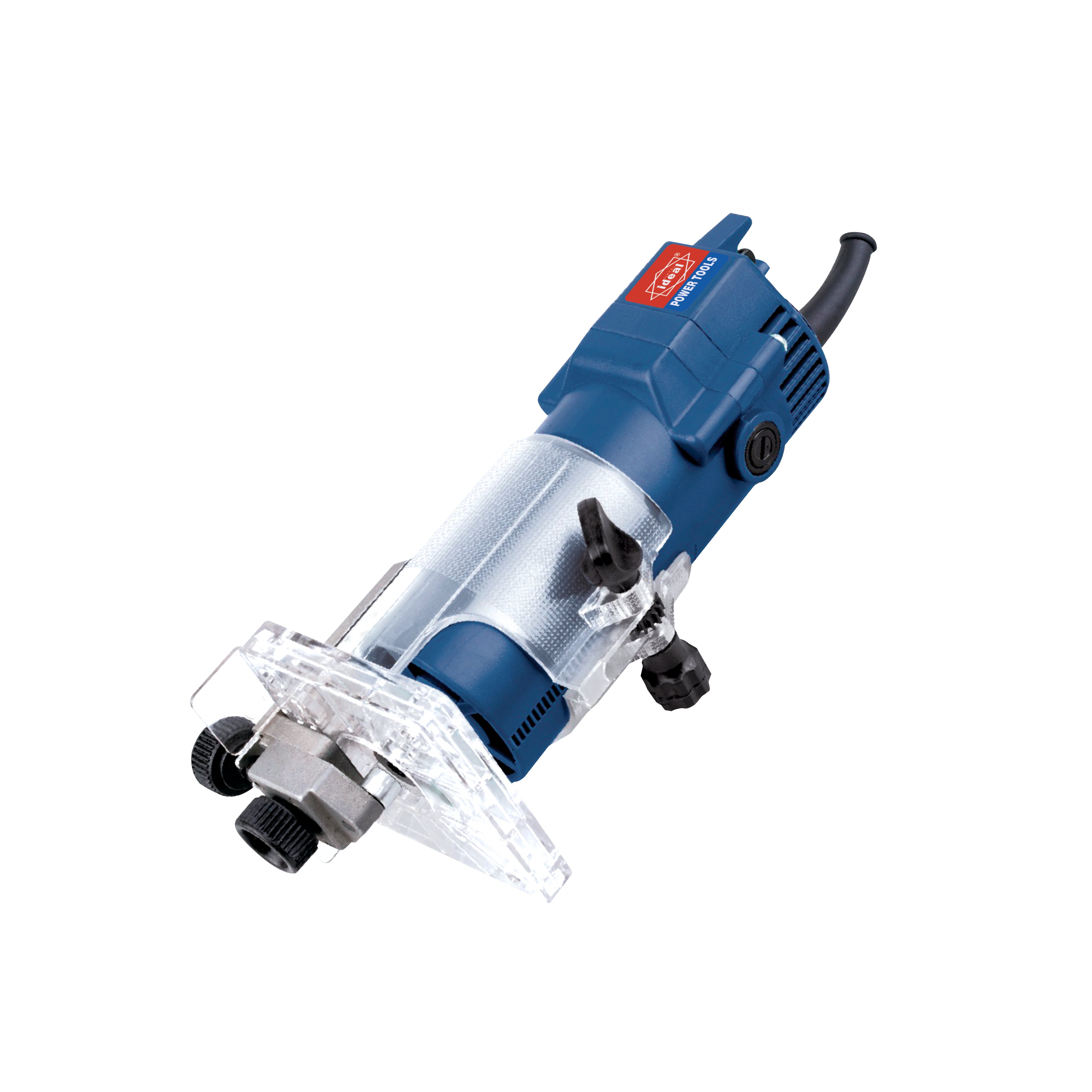 Blue trimmer machine on a white background