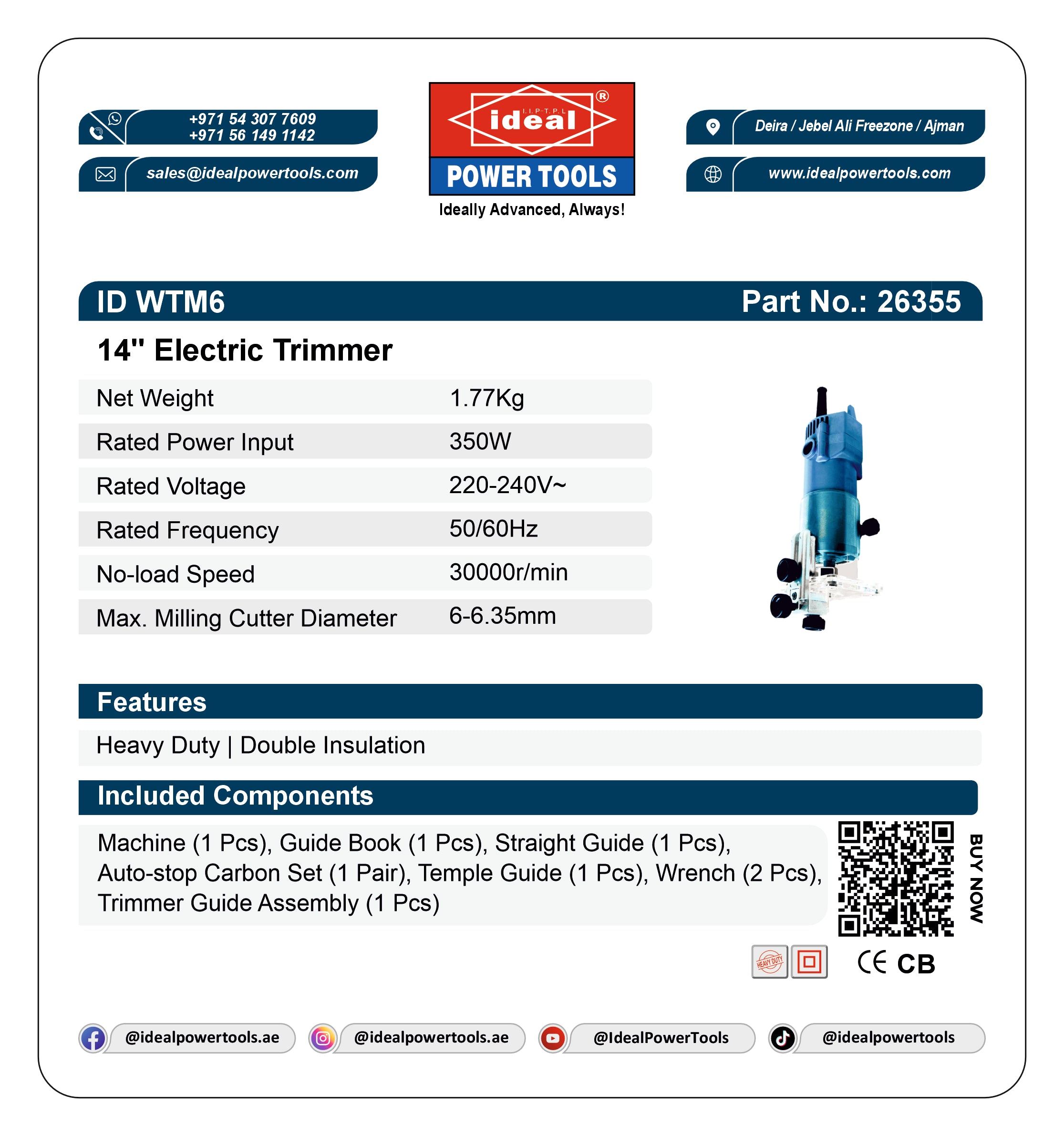 ID WTM6 ELECTRIC TRIMMER MACHINE [G-240V] [Makita Type] - 26355